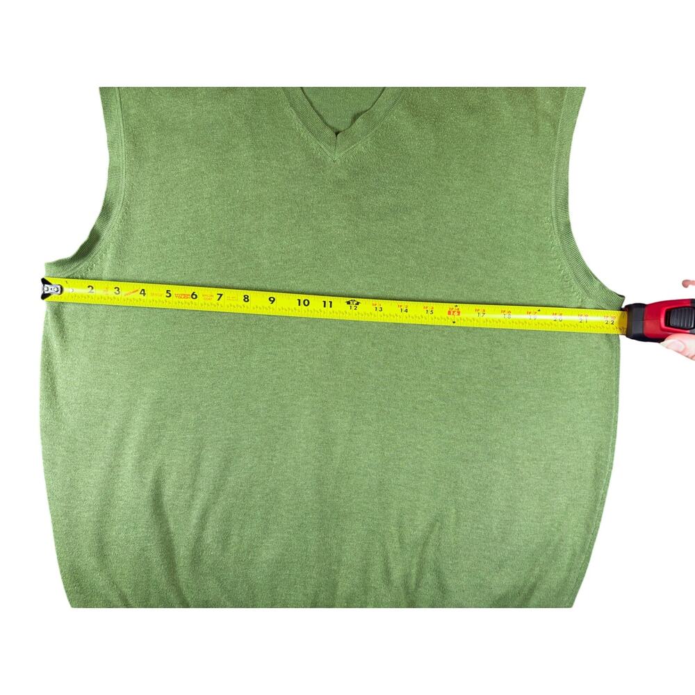 Jos A Bank Leadbetter Golf Men's L Green Cotton V-Neck Sweater Vest - Picture 5 of 7
